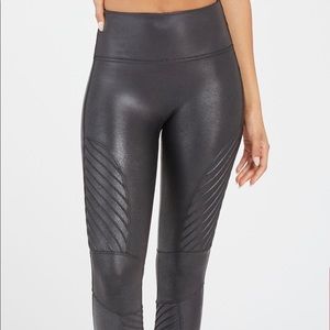 SPANX faux leather moto leggings black MEDIUM NWT
